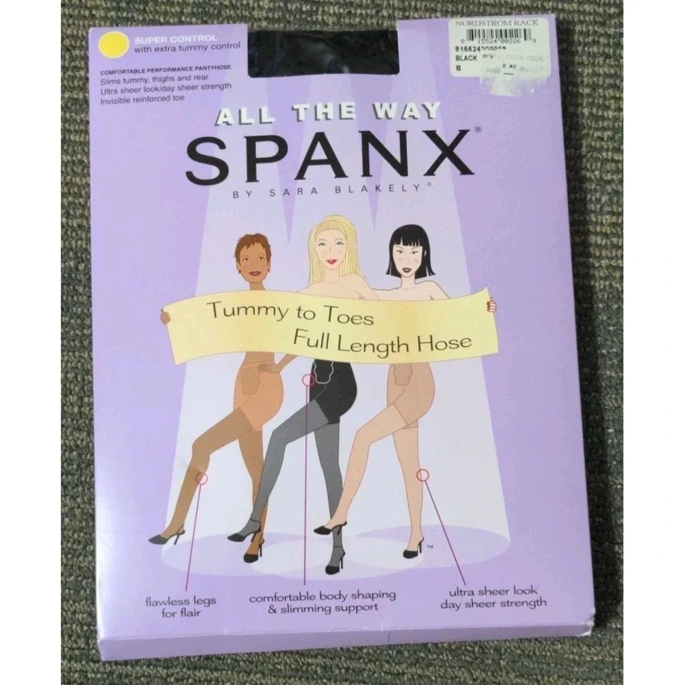 Spanx All The Way Full Length Black Hose Sara Blakely New Size‎ B Super Control